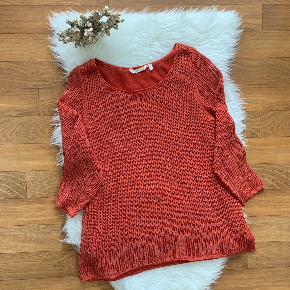 Soft Surroundings Orange Open Knit Sweater